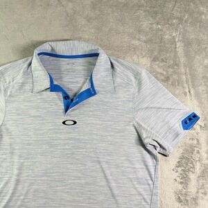 Oakley Golf Polo Shirt Mens M Blue Stripe Performance Harrison Lake NC Golf Polo